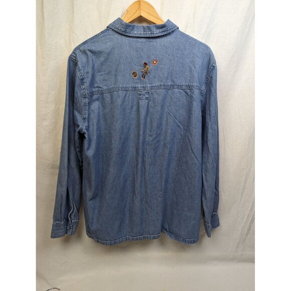 Passion-I Women's Vintage Denim Southwestern Embroidered Button Up Shirt Sz L - Picture 4 of 6